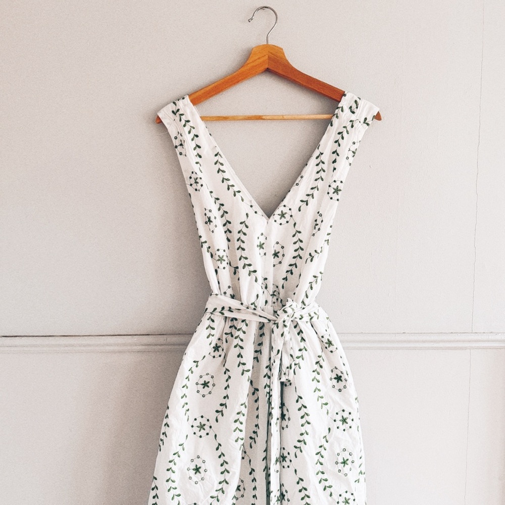 a new day White Maxi Dress with Green Leaf Print